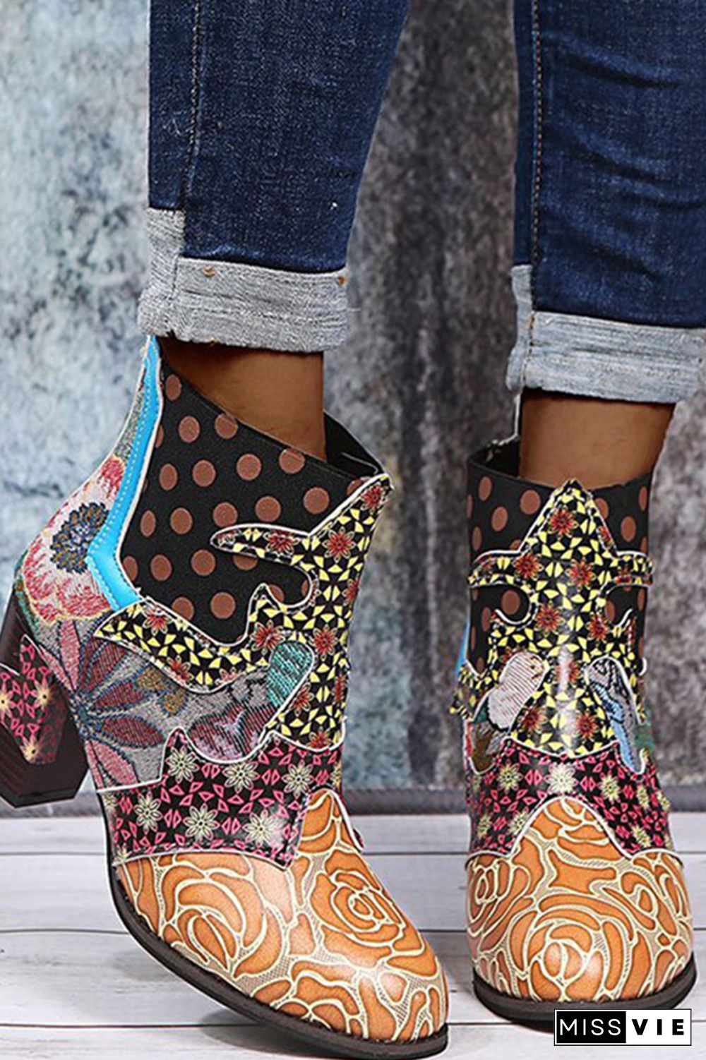 Boho Chunky Heeled Boots Women Wholesale