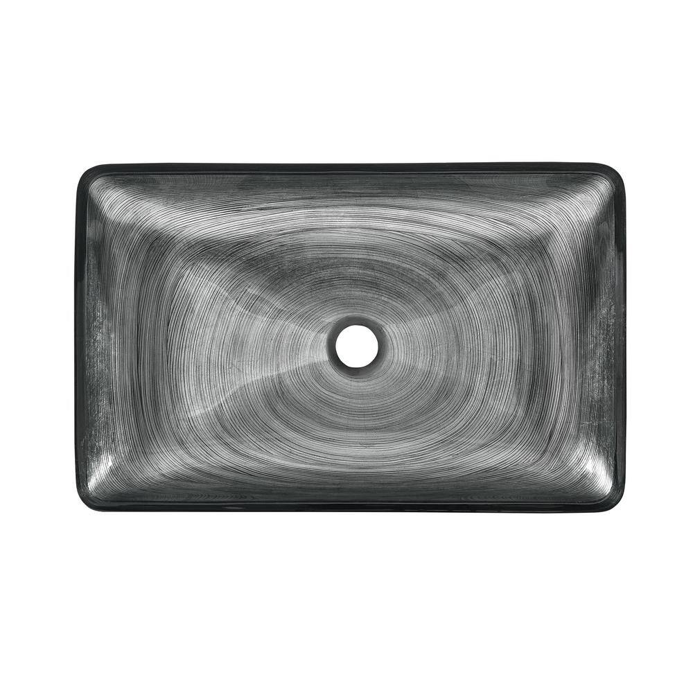 Swiss Madison Cascade Glass Rectangular Vessel Sink with Faucet in Smoky Grey SM-VSF294