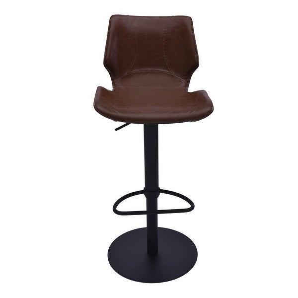 Leatherette Counter Barstool with Adjustable Metal Tubular Support， Brown