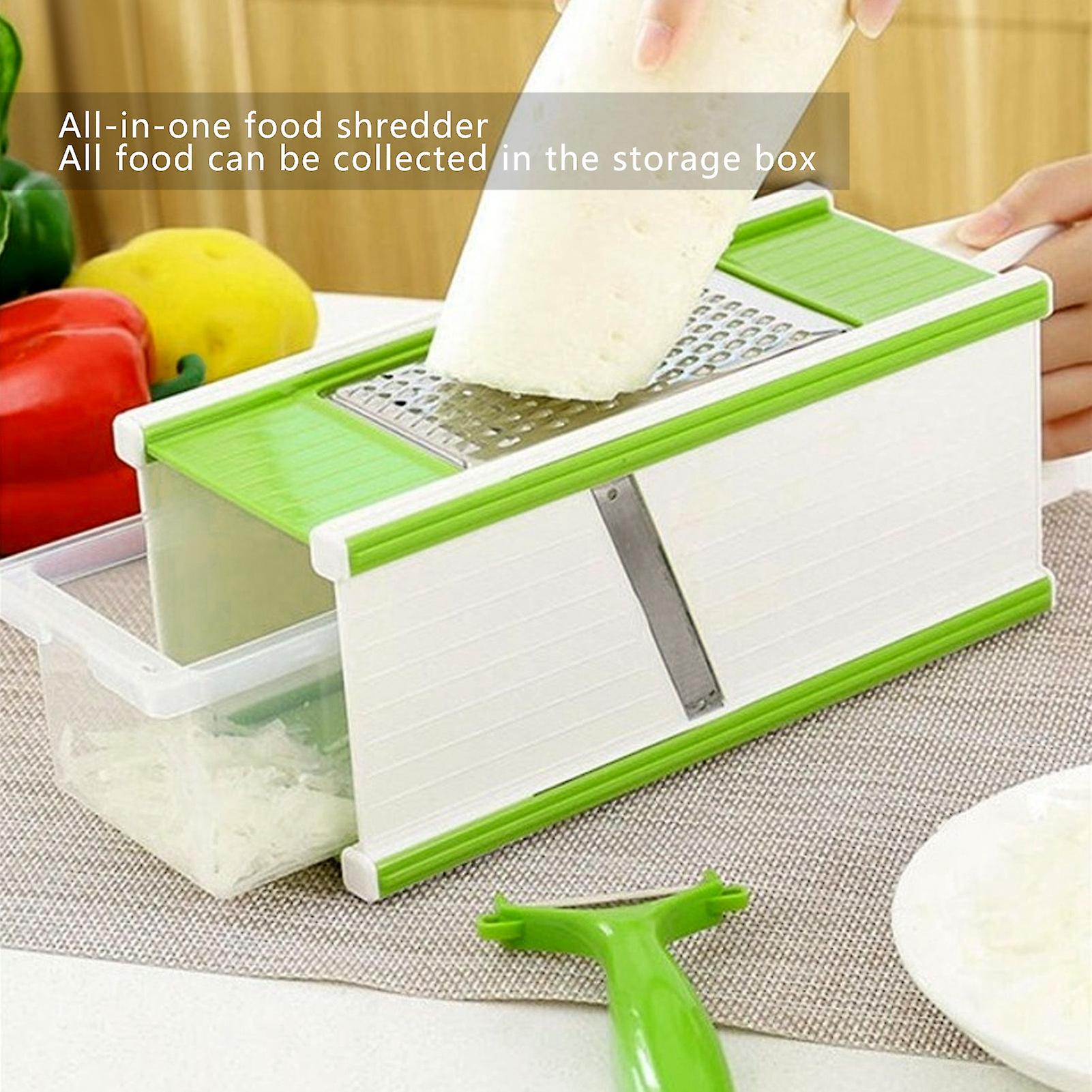 Box Grater， Vegetable Slicer Peeler Cheese Grate Stainless Steel With 4 Sides Multifuntional Shredding Tool With Storage Container