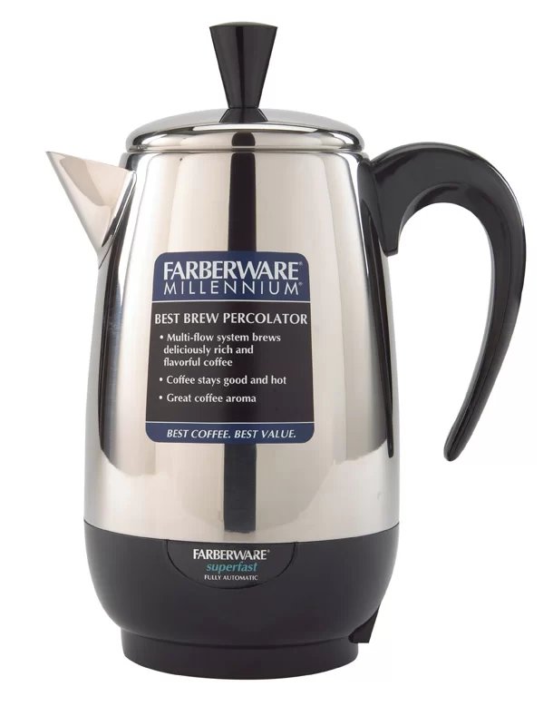 Farberware FCP280 Spectrum Brands Farberware 8-Cup Percolator， Stainless Steel， Black