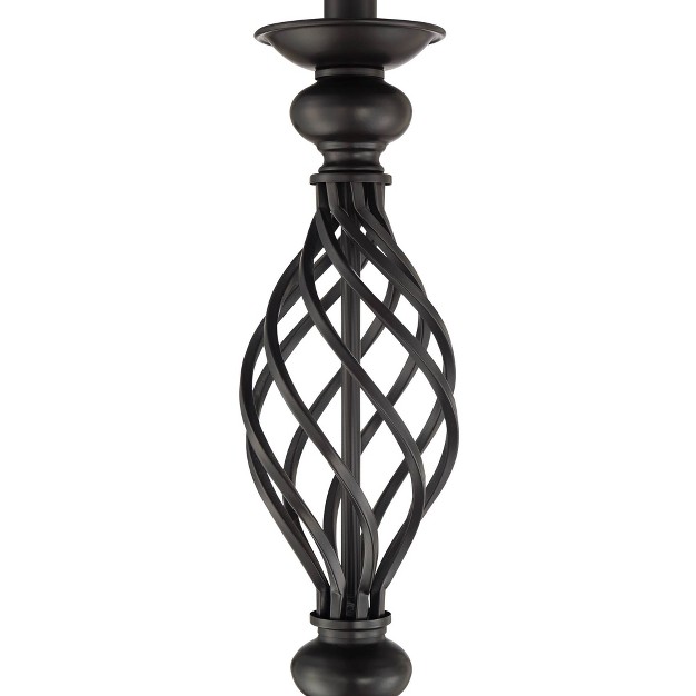 Tall Bronze Iron Scroll Cream Hardback Drum Shade For Living Room Bedroom Office House Home