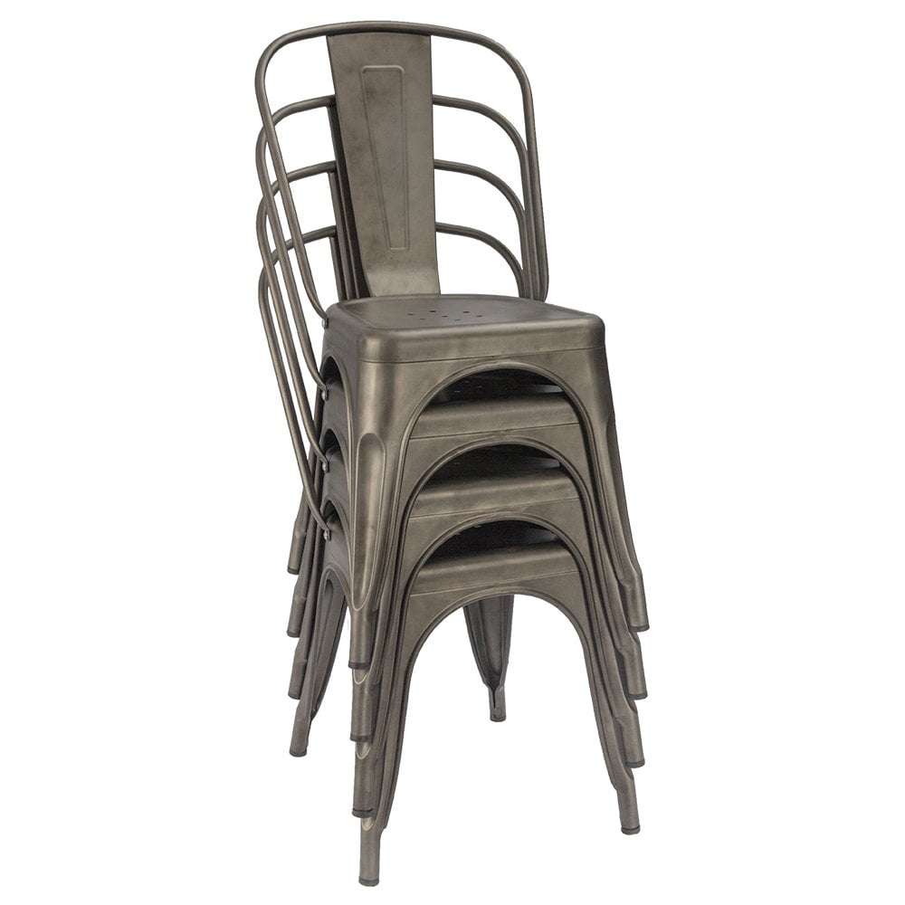 Lacoo Bistro Dining Chair， Set of 4， Gunmetal