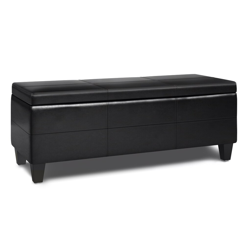 WYNDENHALL Halsey 48 inch Wide Contemporary Rectangle Ottoman Bench in Faux Leather