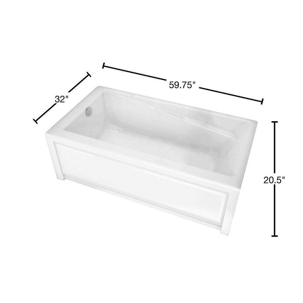 MAAX New Town 59 in. x 32 in. Acrylic Left Drain Rectangular Alcove Soaking Bathtub in White 105456-000-001-001