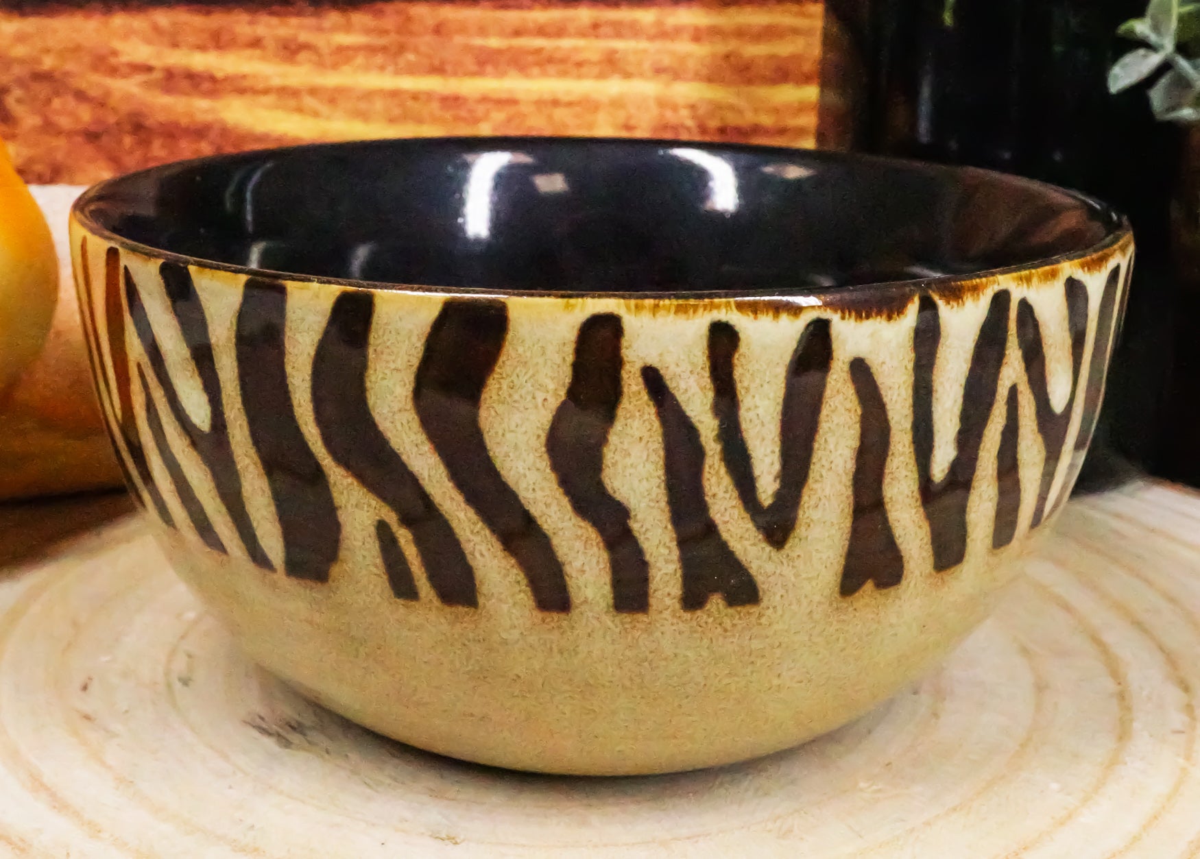 Pack Of 2 Safari Savanna Zebra Horse Print Abstract Soup Cereal Bowls 18oz