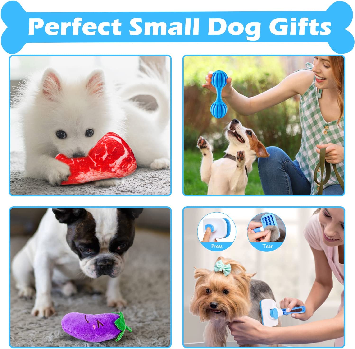 Heibizi Puppy Toys for Teething Small Dogs， Dog Toys for Small Dogs， Puppy Teething Chew Toys， Small Dog Toys Pack with Stuffed Squeaky Toys， Dog Ball， Ring Toy， Rope Toy， Dog