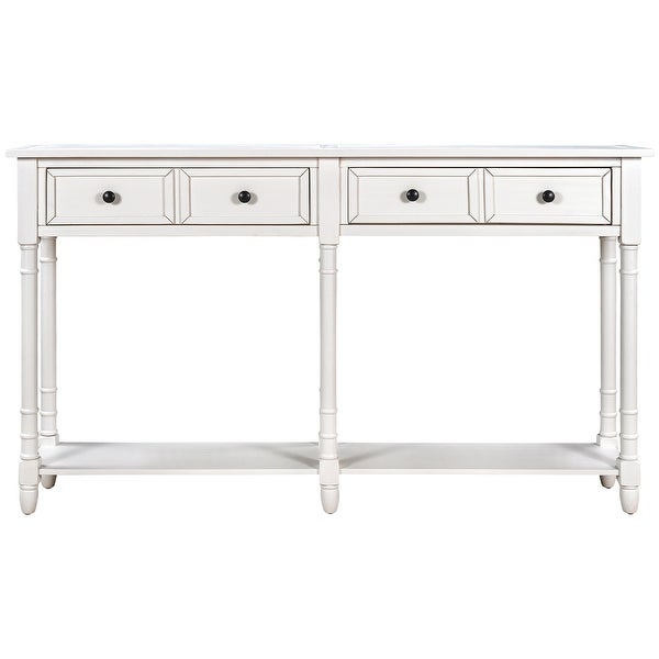 Console Table Sofa Table with Two Storage Drawers and Bottom Shelf for Living Room， Entryway