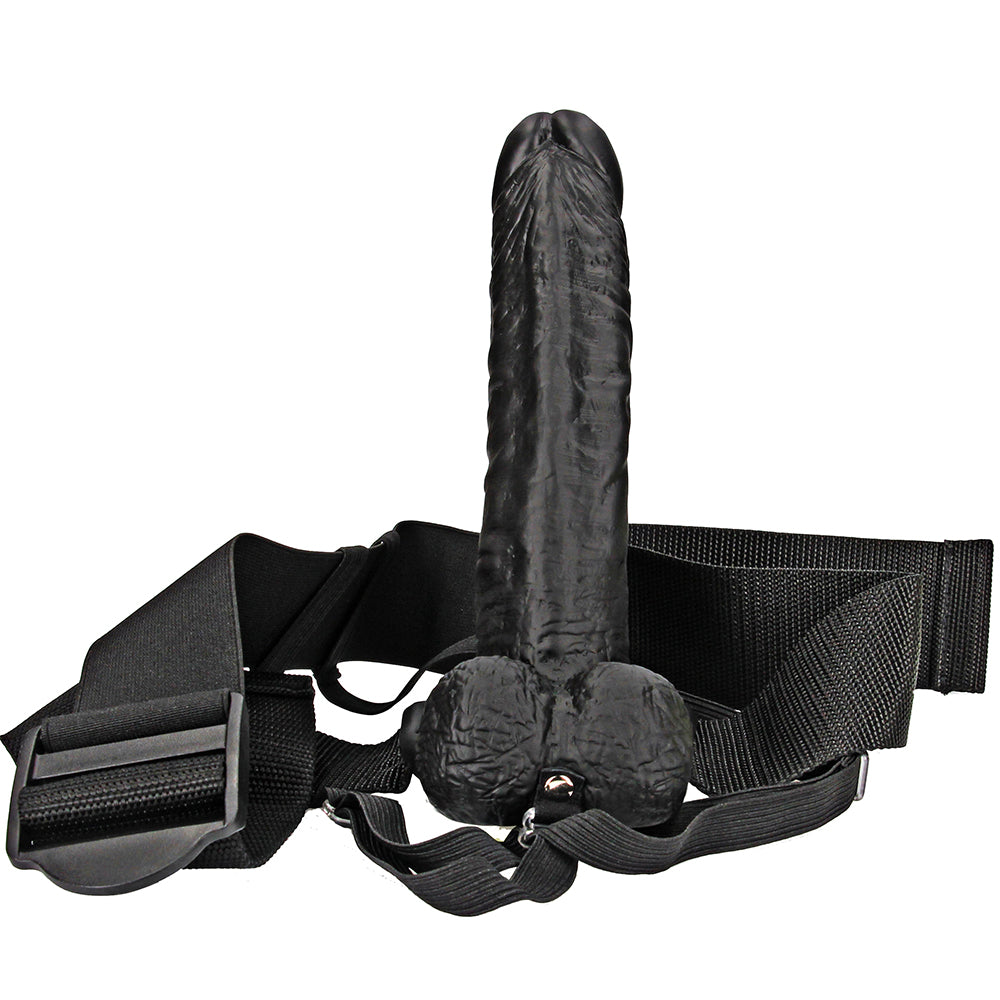 Real Rock Hollow 7 Inch Ballsy Strap-On in Black