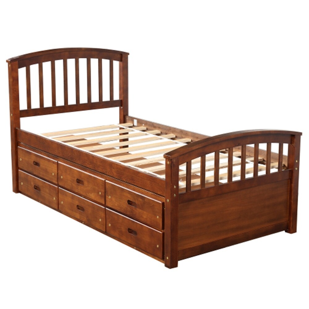 Solid Wood Platform Storage Bed with Drawers