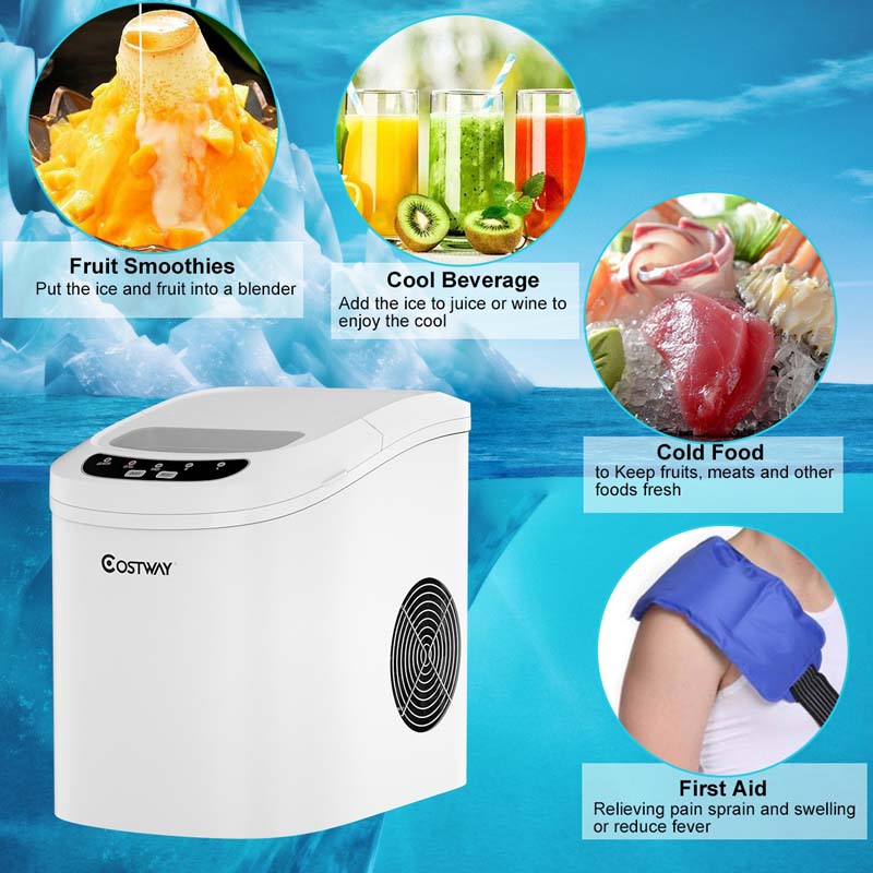 26LBS/24H Mini Portable Ice Maker Countertop, Compact Ice Machine with Ice Scoop