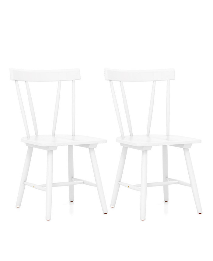 Costway Dining Chairs Set of 2 Windsor Chairs Wood Armless Chairs with Solid Rubber Wood