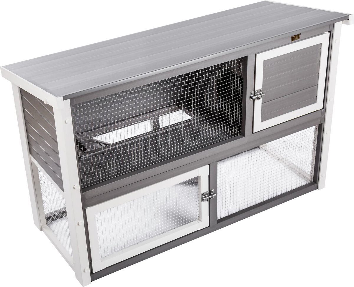 New Age Pet Columbia Rabbit Hutch， Grey