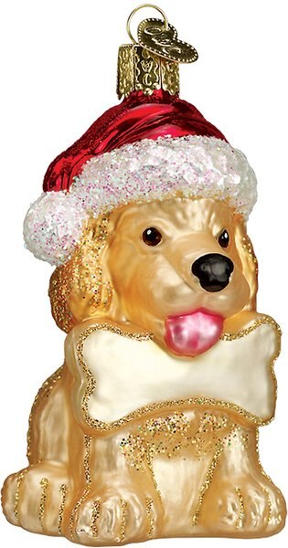 Old World Christmas Jolly Pup Glass Tree Ornament， 3.75-in