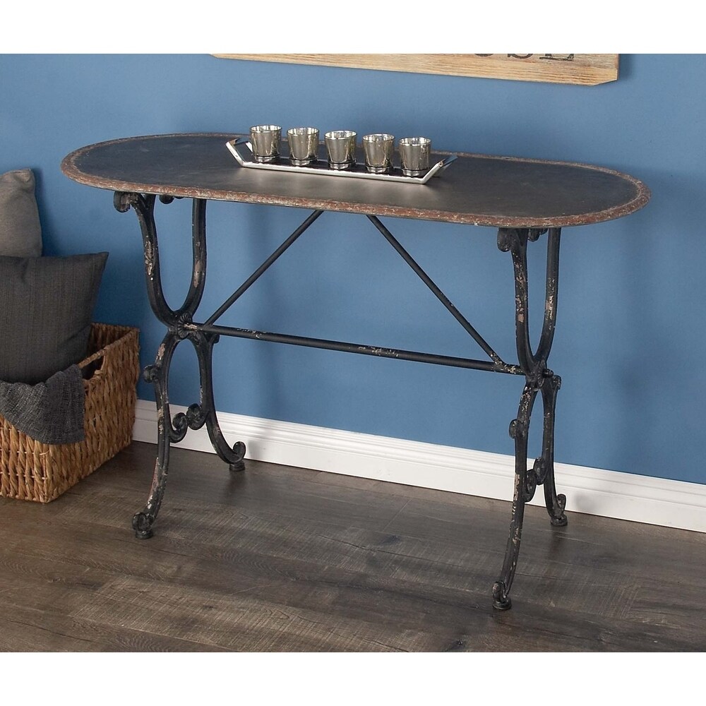 Gray Metal Console Table with Distressed Accents