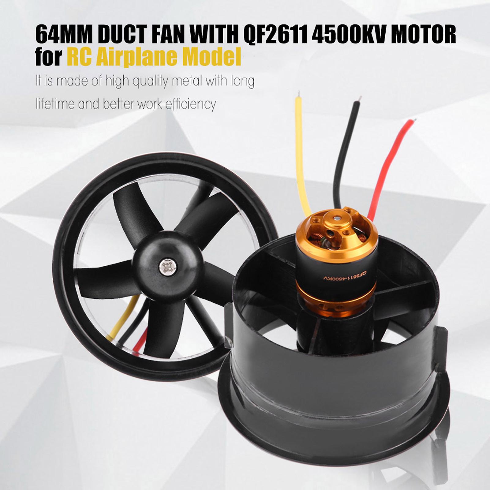 64mm Duct Fan 5 Blades With Qf2611 4500kv Brushless Motor For Rc Airplane Model