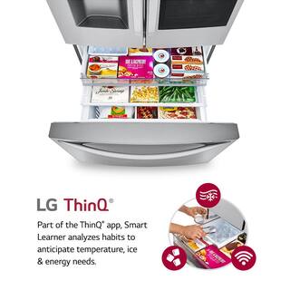 LG 23 cu. ft. French Door Smart Refrigerator w InstaView Dual and Craft Ice in PrintProof Stainless Steel Counter Depth LRFVC2406S