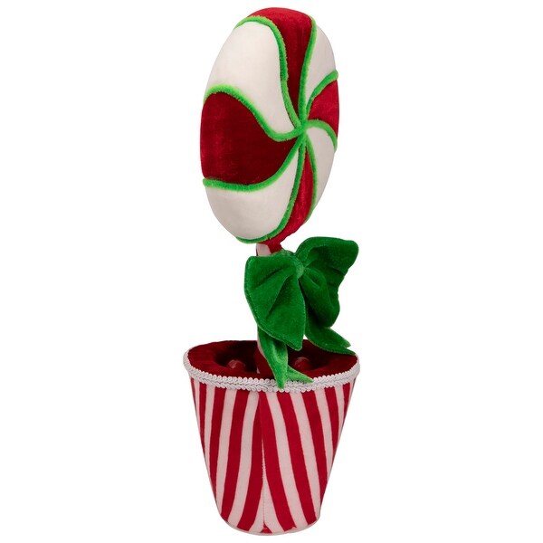 Plush Potted Peppermint Twist Lollipop Christmas Decoration