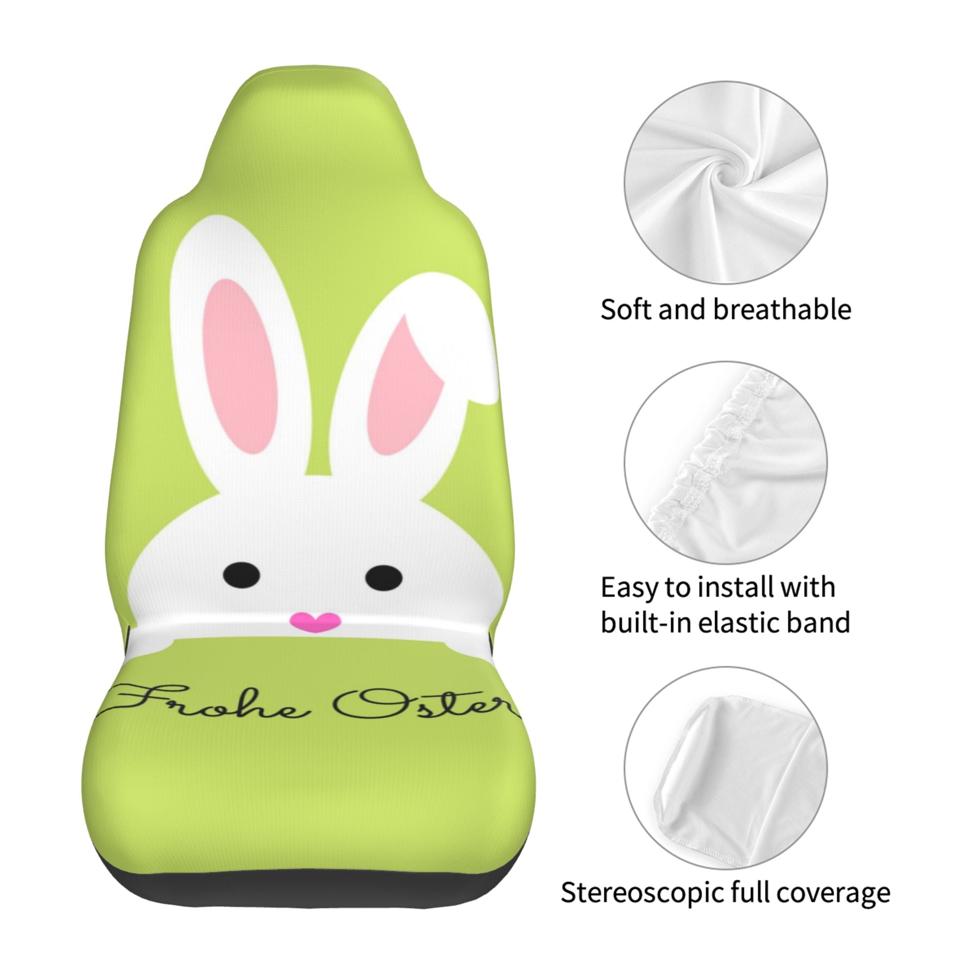 ZICANCN Car Seat Covers Front Seats Only，Easter Bunny Automotive Seat Covers Protectors for Cars Trucks Suv 2 Pack