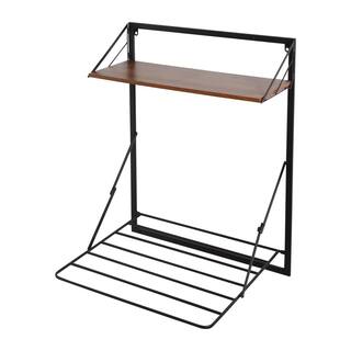 Honey-Can-Do Laundry Room Makeover 24 in. W x 31 in. H Melamine and Steel Wall-Mounted Folding Drying Rack in BlackWalnut DRY-09779