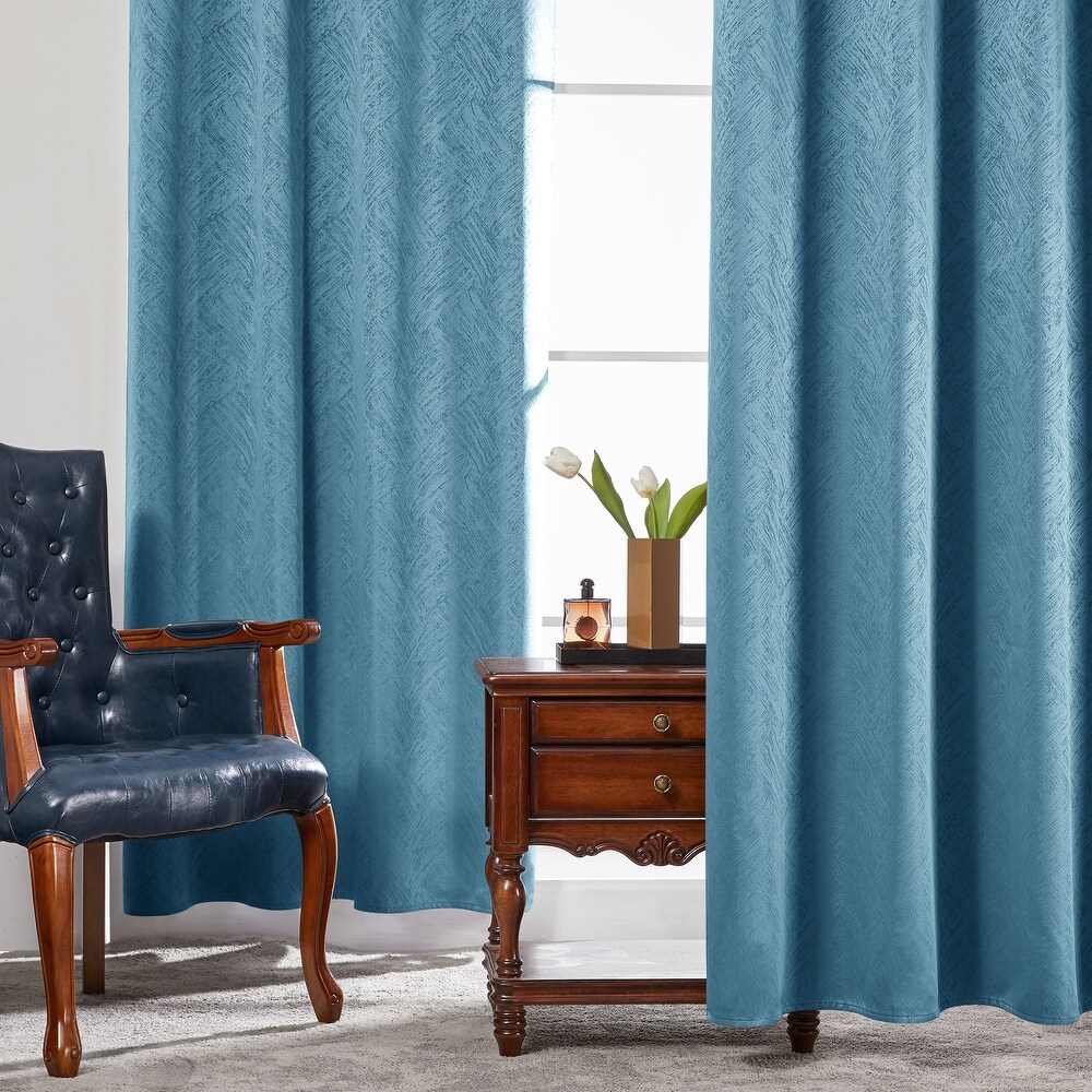 Deconovo Full Blackout Textured Linen Curtains(2 Panel)