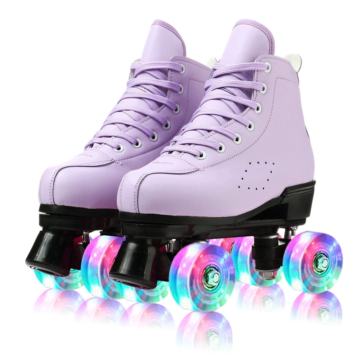 Roller Skate Shoes for Women Men， PU Leather Double-Row Roller Skates for Beginner， Professional Indoor Outdoor Roller Skates with Shoes Bag， (Women 6/Men 6)