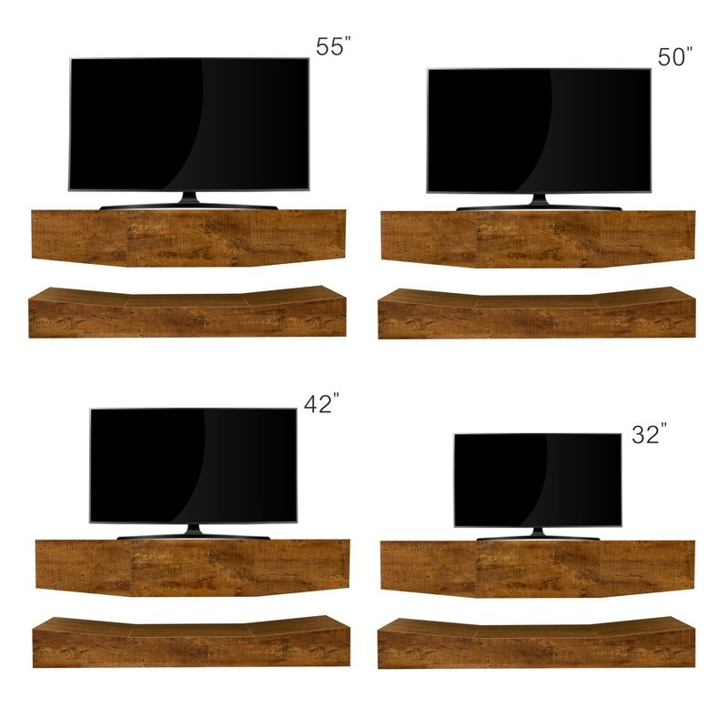 Wall mounted TV stand with LED lights for 55 inch TV  3 drawers and open storage rack