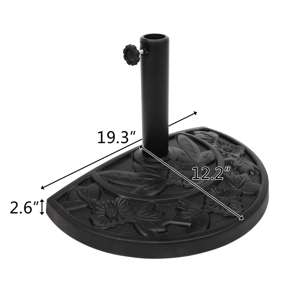 Half Round Water Fillable Base Stand Weight for Patio Market Table Umbrella Outdoor, Black, Resin