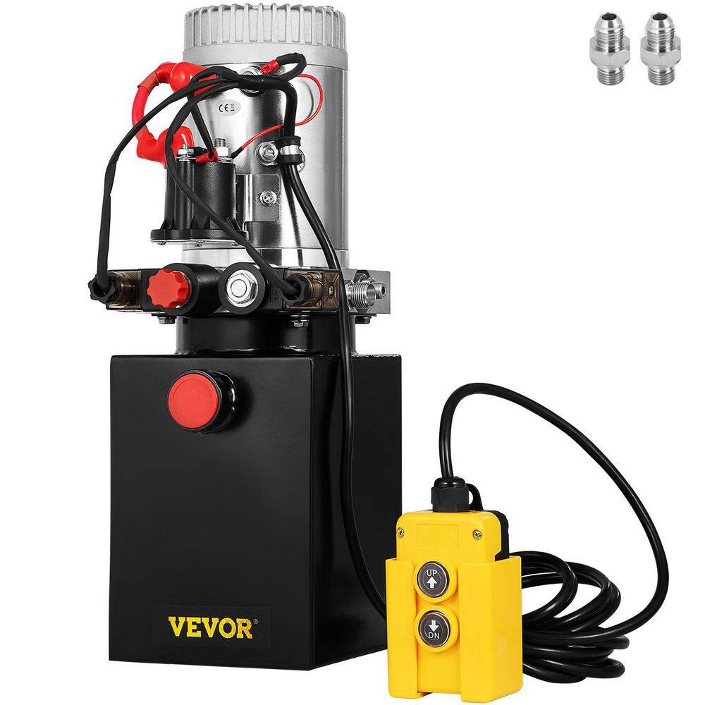 VEVOR 12-Volt DC 4 qt. Hydraulic Pump Hydraulic Power Unit Double Acting Hydraulic Pump Unit with Steel Oil Tank for Car Lift 4LCZYYBTXSZY00001V0