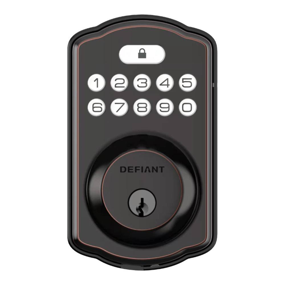 Defiant Single Cylinder Castle Electronic Keypad Deadbolt Aged Bronze KS01-ORB