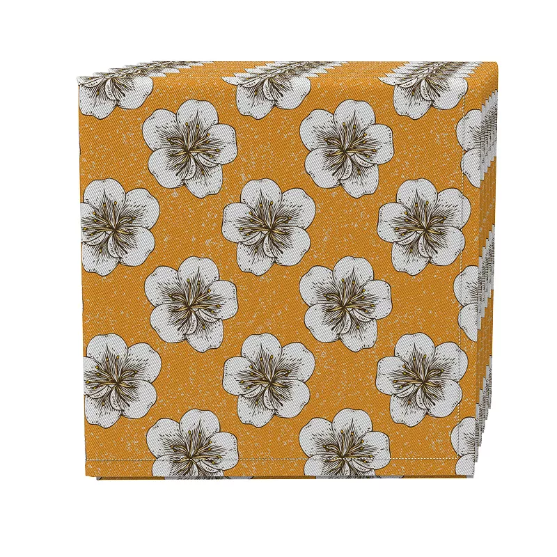 Napkin Set of 4， 100% Cotton， 20x20， Apricot Flowers