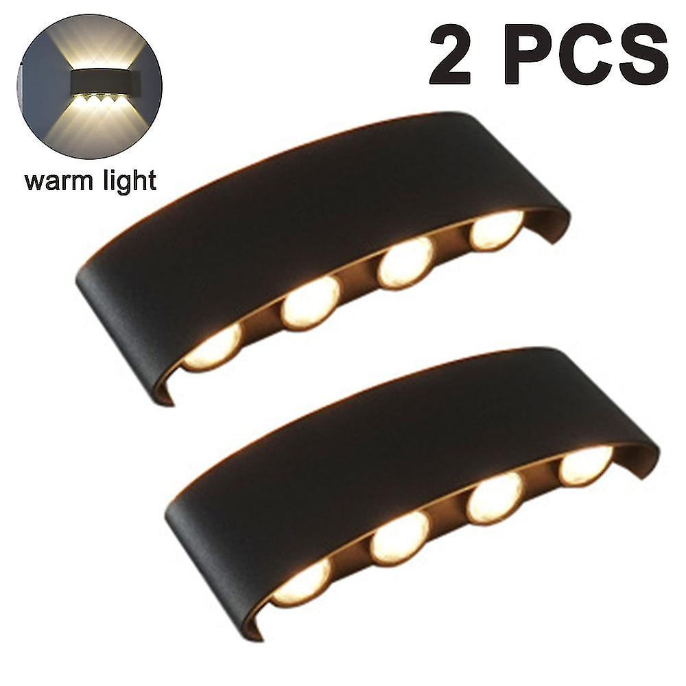 2 Pcs Modern Outdoor Waterproof Wall Lamp，black Led Wall Sconce，8w8