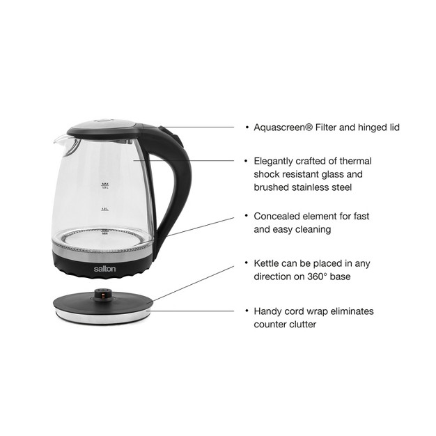 Salton Cordless Electric Glass Kettle Black