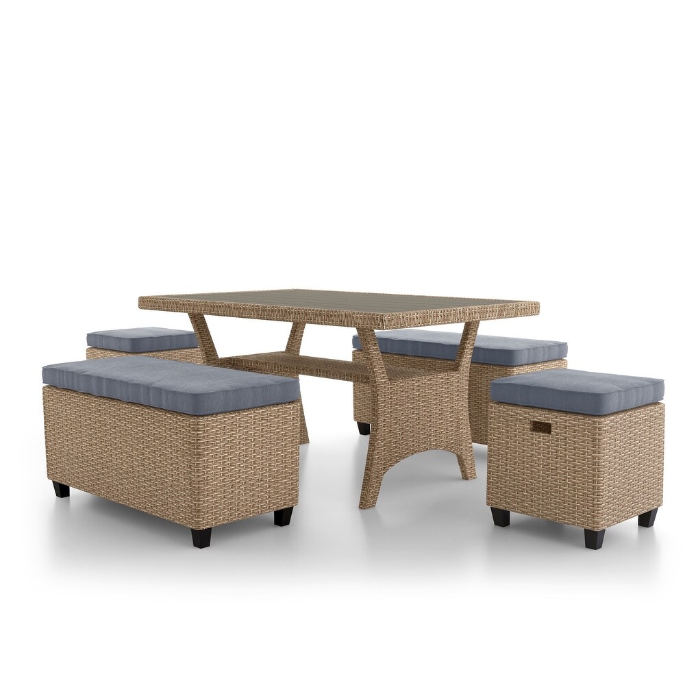 Decker Modern Wicker 5 Piece Outdoor Open Dining Set by M L Co.