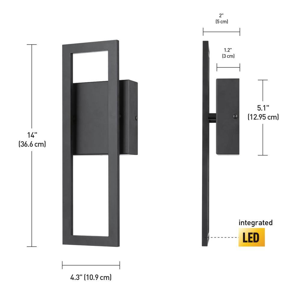 Globe Electric McKay Black Modern IndoorOutdoor Integrated LED 1-Light Wall Sconce 51432