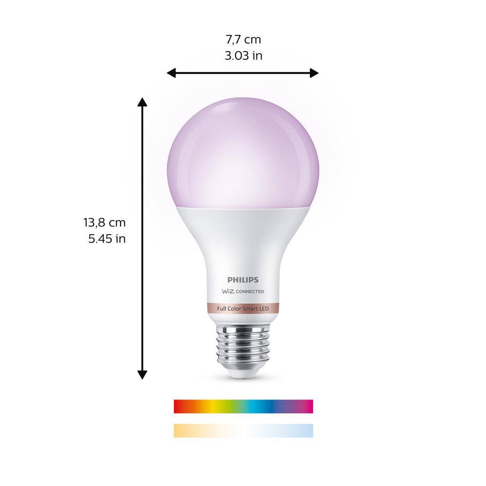 Philips 100-Watt Equivalent A21 LED Smart Wi-Fi Colr Changing Light Bulb powered by WiZ with Bluetooth (1-Pack) 562405