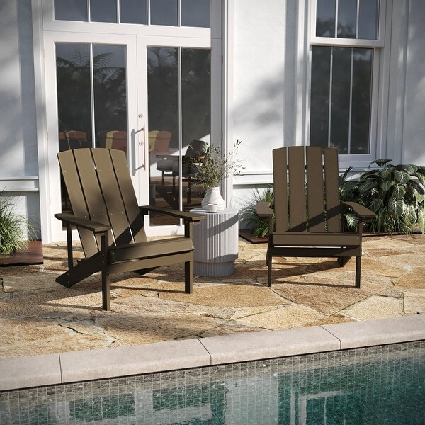 2 Pack Vertical Lattice Back All-Weather Poly Resin Adirondack Chairs - Overstock - 37772949