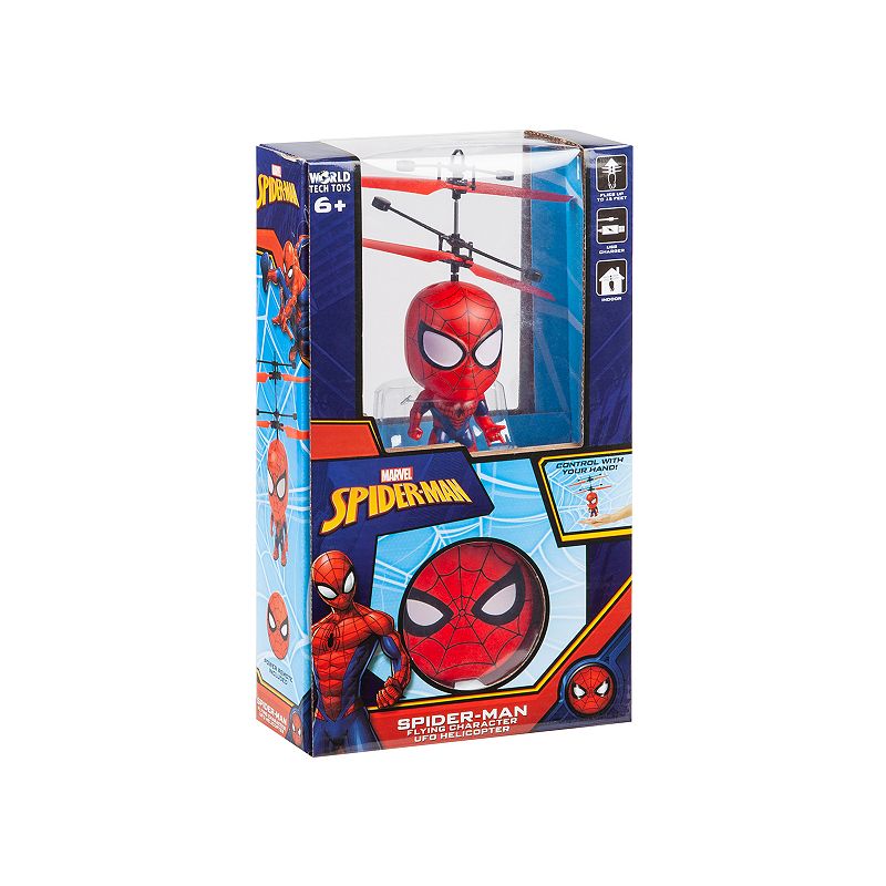 World Tech Toys Marvel Spiderman Licensed 3.5 Inch Flying Figure IR UFO Big Head Helicopter