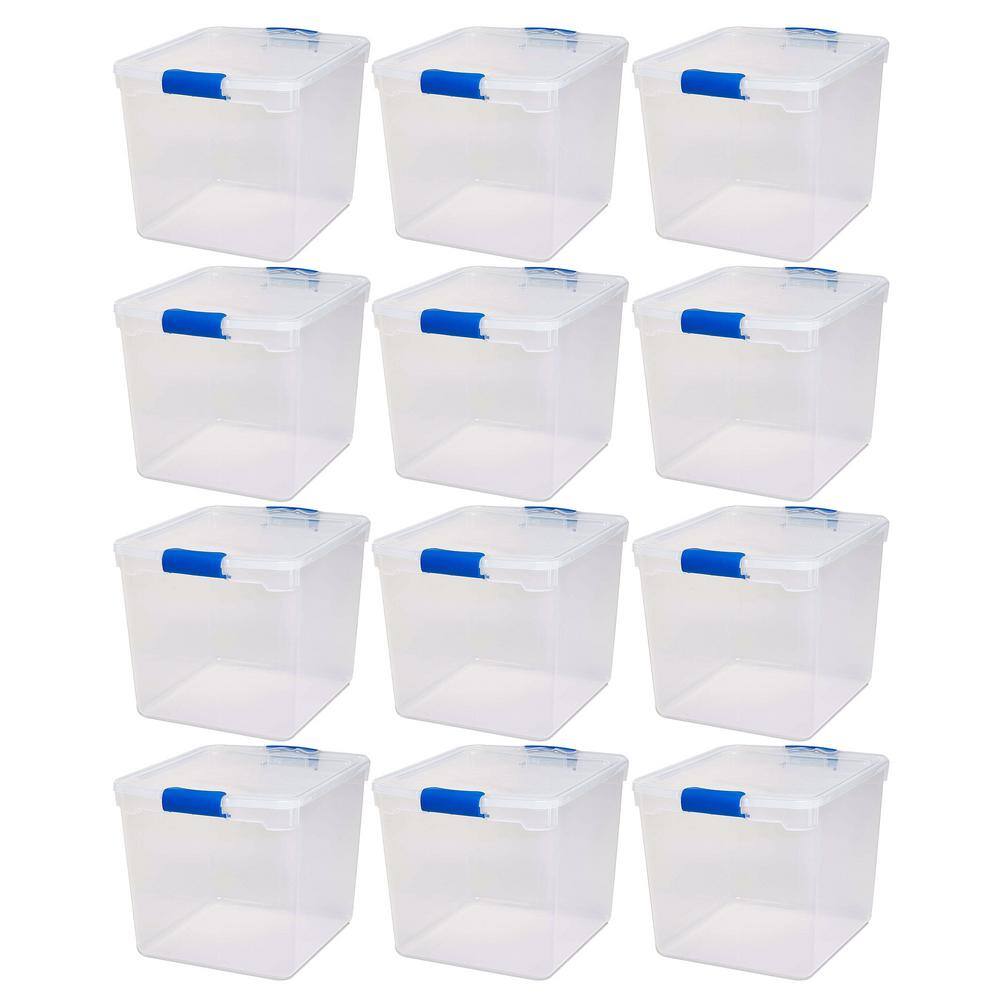 HOMZ 31 qt. Heavy Duty Clear Plastic Stackable Storage Containers (12-Pack) 3 x 3430CLRDC.04