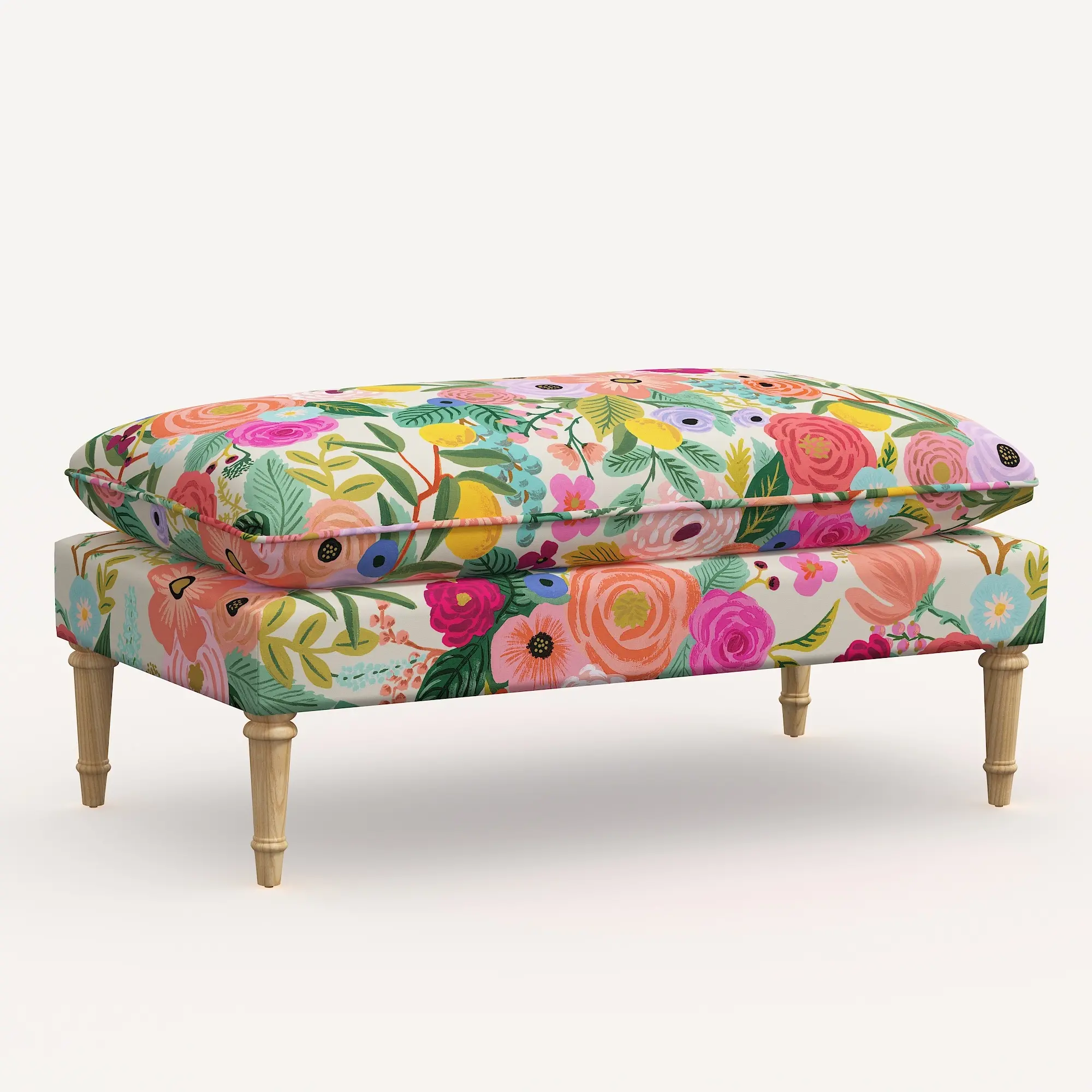 Rifle Paper Co. Flora Garden Party Pink Pillowtop Bench