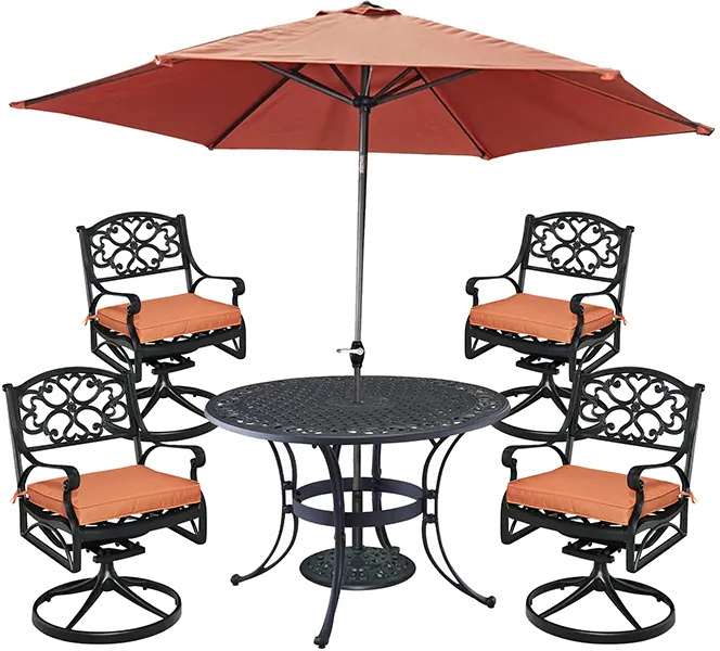 Sanibel 42 Black 6 Piece Outdoor Dining Set