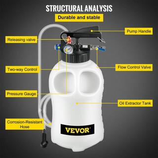 VEVOR Transmission Fluid Pump 2-Way Automatic Oil Liquid Extractor Tool Set 10 Liter with (14-Pieces) ATF Filler Adapters QCBSX10L14ATFBDV9V0