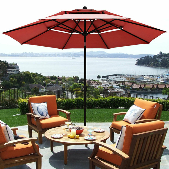 Costway 50736429 10' 3 Tier Patio Umbrella Aluminu...