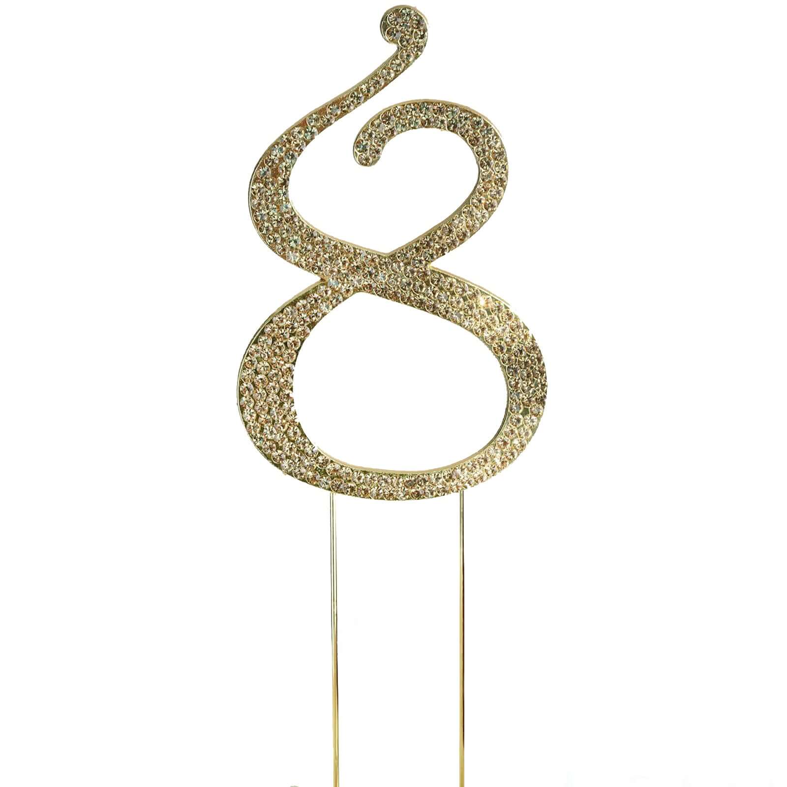 Gold Rhinestone Monogram Letter and Number Cake Toppers 4.5