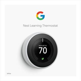 Google Nest Learning Thermostat - Smart Wi-Fi Thermostat - White T3017US