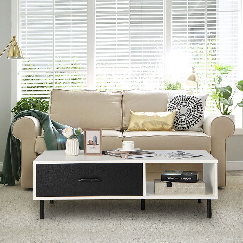 Modern 2-Tier Coffee Table Accent Cocktail Table with Storage