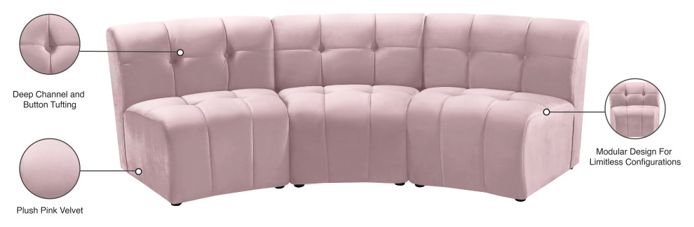 Limitless Modular Velvet 1 Piece Sectional   Contemporary   Sofas   by Meridian Furniture  Houzz