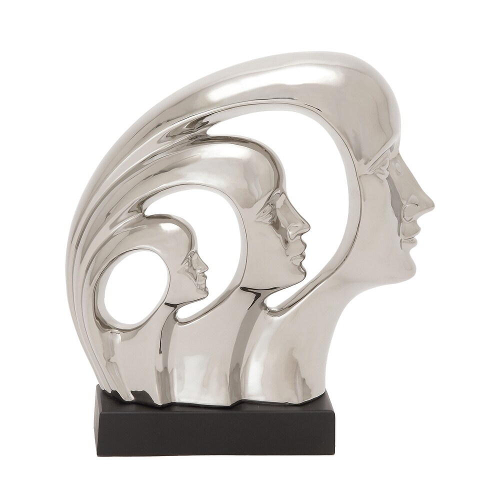 Silver Porcelain Contemporary People Sculpture   11 x 3 x 12