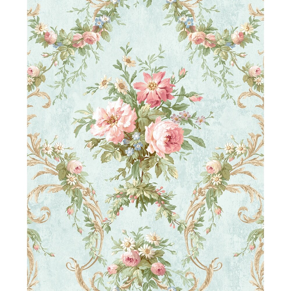 Seabrook Designs Alice Floral Damask Unpasted Wallpaper