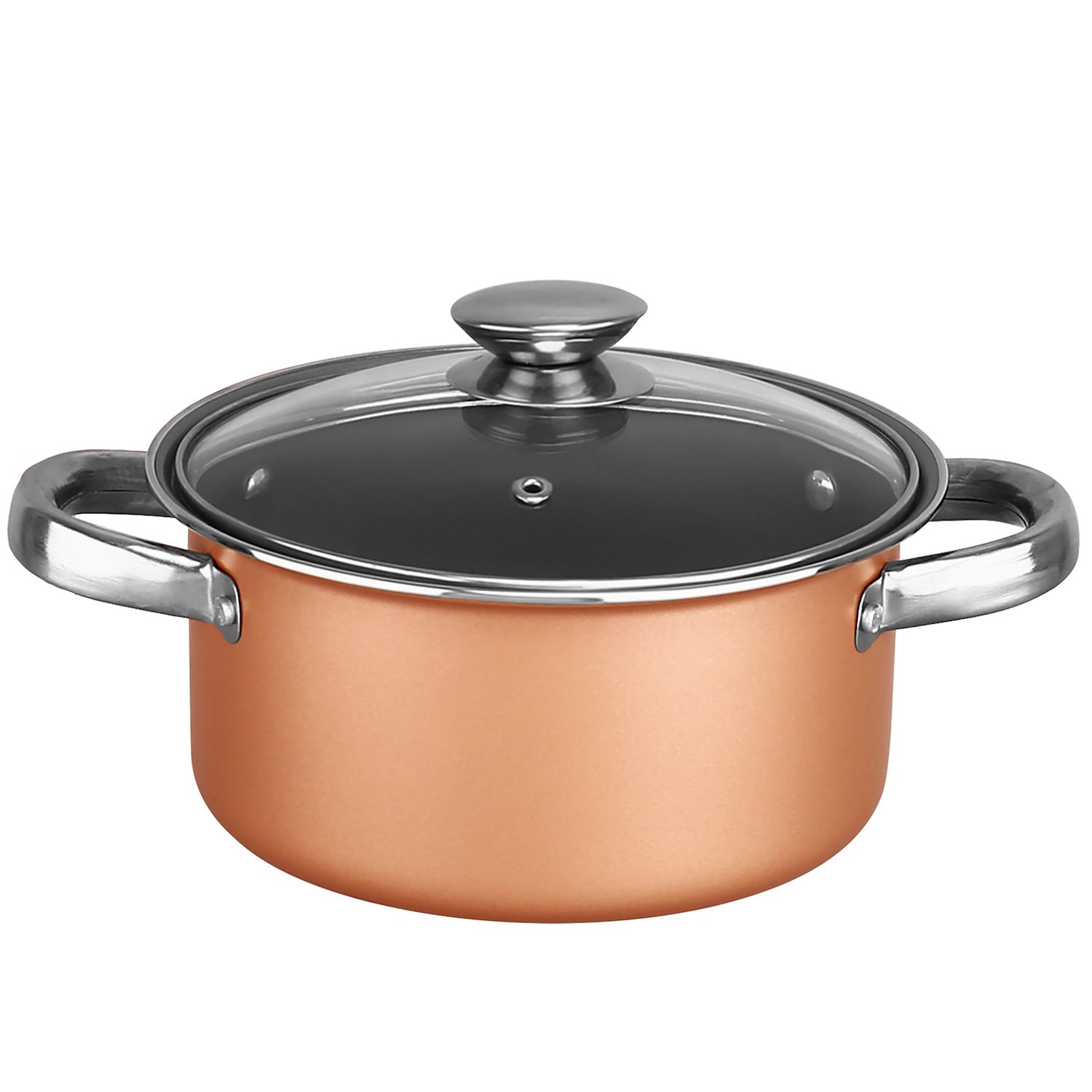 Brentwood 9 Piece Aluminum Non Stick Cookware Set in Copper